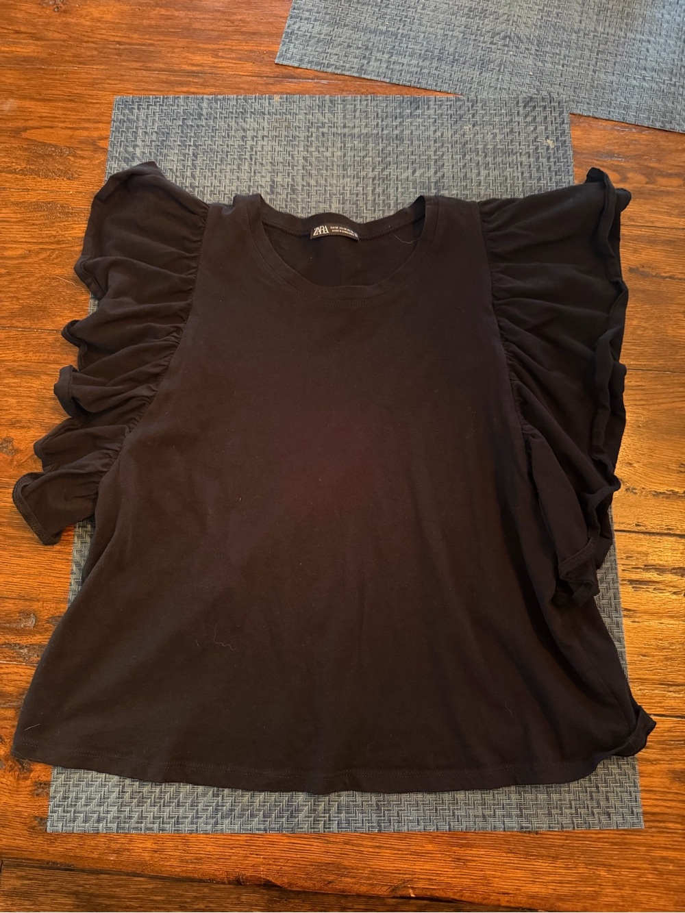 Zara Black Ruffle Sleeve Tank Top